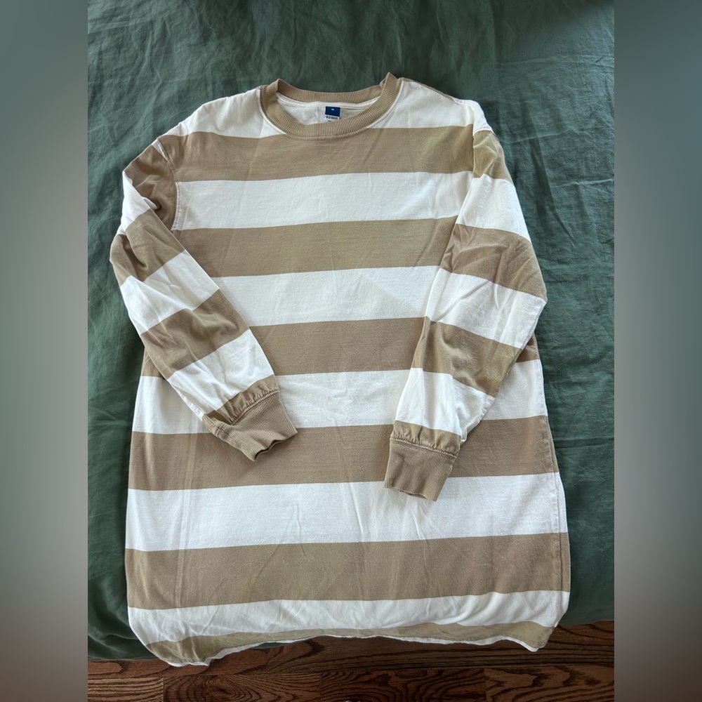 Old Navy Beige and White Striped Dress
